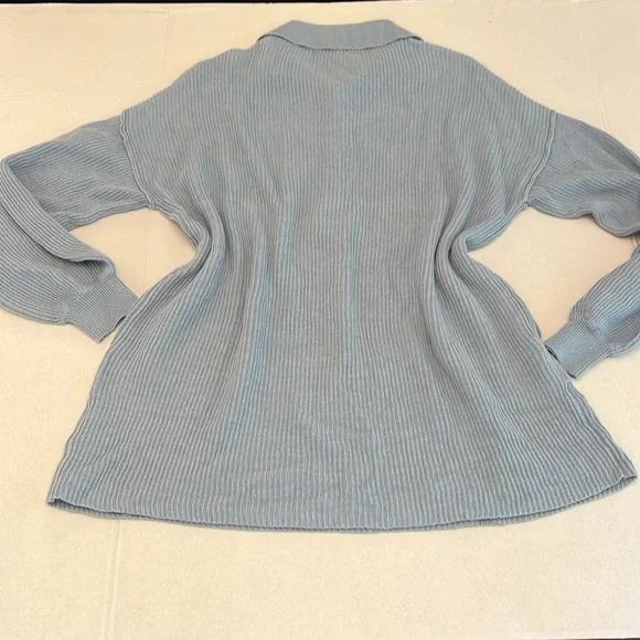 FREE PEOPLE BEACH RIBBED PICNIC SWEATER MINI DRESS  BLUE - Picture 16 of 16